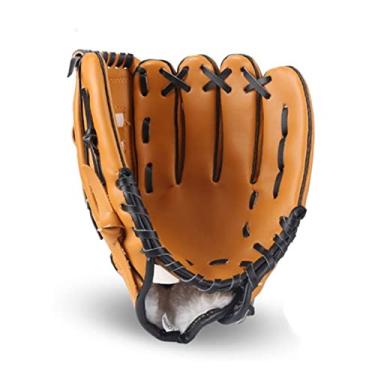 Imagem de Luvas de beisebol softball 1 PC desportos ao ar livre mão esquerda luvas de beisebol equipamento de prática de softball tamanho 9,5/10,5/11,5/12,5 para treino de crianças/adultos (cor: Brown, sim