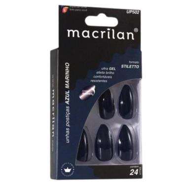 Imagem de Unhas Postiças Stiletto Azul Marinho UP502 - Macrilan
