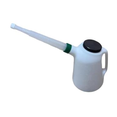 Imagem de JicSuXi Jarra medidora de óleo com tampa contra poeira, à prova de vazamentos, versátil, 5L, com escala, com bico longo, dispensador de óleo para veículos