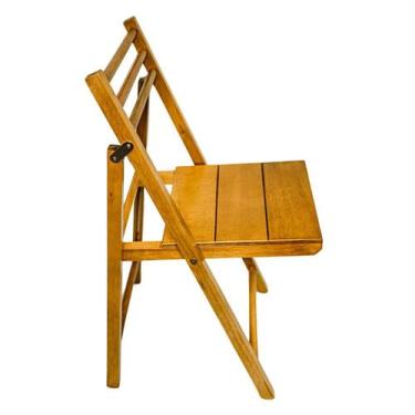 Imagem de Cadeira Dobrável Rústica em Madeira com Assento Multilaminado e Encost