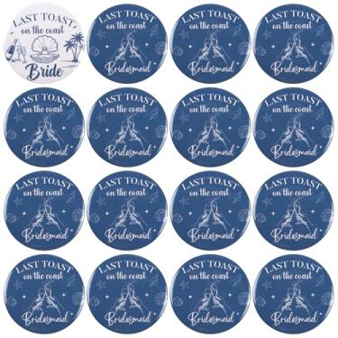 Imagem de Serencatcher Alfinetes de despedida de solteira Last Toast on the Coast, 16 peças Last Toast on the Coast Alfinetes de noiva e dama de honra acessórios de noiva presentes para mulheres praia despedida