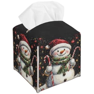 Imagem de Capa de caixa de lenços de papel de neve de Natal, capa preta de caixa de lenços de Natal, ideias de presente de inauguração de casa de banho para amigos da família, banheiro, cozinha, carro