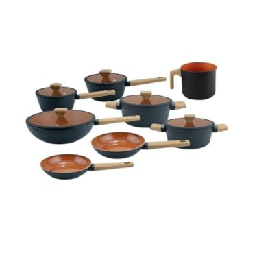 Imagem de Jogo De Panelas Revestimento Cerâmico Fracalanza Norma Preta Indução 8 peças