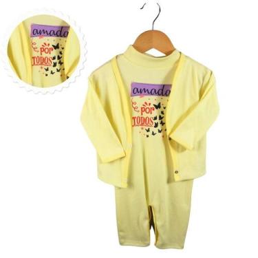 Imagem de Macacão ribana Casaquinho e meia kit para bebe cores diversas menino m