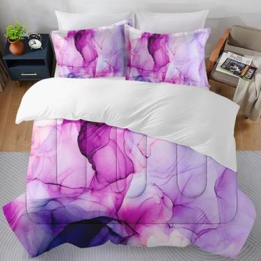 Imagem de Conjunto de edredom SUMIANYH Queen Size com 2 fronhas roxas
