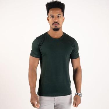 Imagem de Camiseta Básica Masculina Versatiold Algodão Egípcio, G, Verde militar