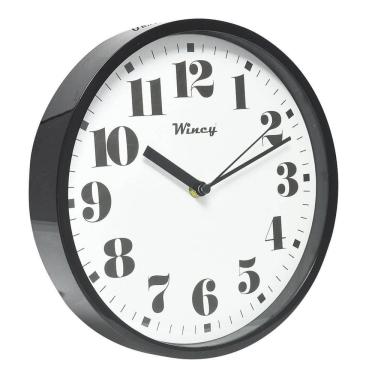 Imagem de Relógio de Parede 24cm Silencioso Preto | Vidro | Pilha AA