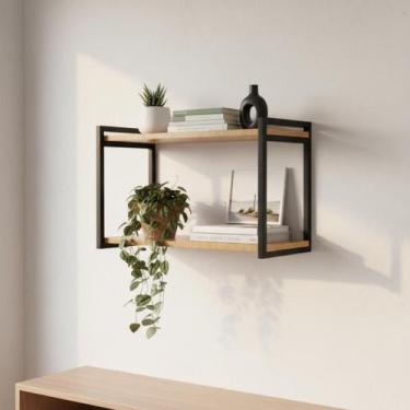 Imagem de Prateleira Dupla Estante Mdf 30x60cm Tipo Industrial - Bella Decor Bra