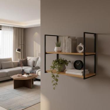 Imagem de Prateleira Industrial Suporte Retangular Aba Meio 30x60cm - Bella Deco