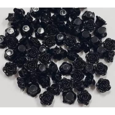 Imagem de Kit C/400 Miçangas em Resina Flor Rosa Negra 2 cm