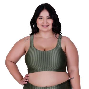 Imagem de Top Fitness Cropped de Academia Plus Size 3D Nicole - Naka Modas, Verd