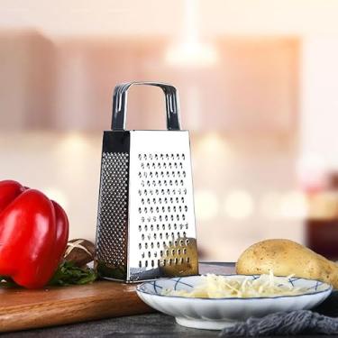 Imagem de Ralador de queijo profissional, ralador de caixa de aço inoxidável para grelha fina, média e grossa, ralador de caixa para queijo parmesão, legumes, gengibre, lavável na lava-louças