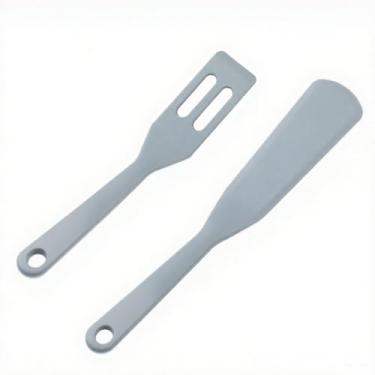 Imagem de Conjunto de 2 espátulas de mini brownie, espátula de silicone antiaderente flexível para servir espátula de biscoito com fenda quadrada de silicone, utensílio de cozinha para cortar brownies