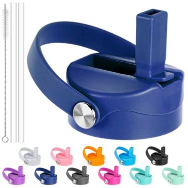 Imagem de Diumepo Tampa de canudo para Hydro Flask 12 16 18 20 32 garrafa de água de boca larga de 1,134 g, tampa superior de canudo de substituição com canudos e escova, livre de BPA (marinho)