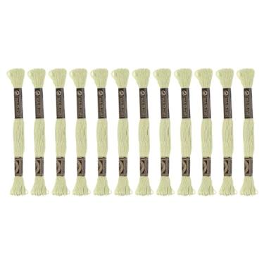 Imagem de Generic 12 novelos de fio de bordado 8,75 m (8 m) fio de ponto cruz de algodão egípcio de grampo longo para costurar, pulseira faça você mesmo, fio e artesanato, amarelo claro (6010)