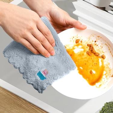 Imagem de Pano de limpeza de cozinha pano macio reutilizável toalha multiuso anti-arranhões para utensílios de pia de bancada (azul marinho)