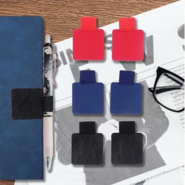 Imagem de Pacote com 6 porta-canetas para cadernos, porta-lápis de couro autoadesivo com elástico, agendas, agendas, estojo para tablet