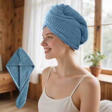 Imagem de Touca de secagem de cabelo de microfibra super absorvente para mulheres, toalha de secagem rápida para uso em salão de cabeleireiro molhado