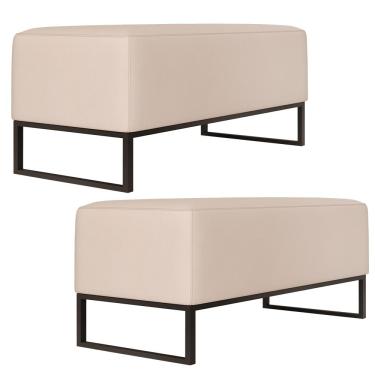 Imagem de Kit 02 Puffs Decorativo Para Sala de Estar Cléo W01 Base de Ferro 90 cm Suede Bege - Lyam Decor