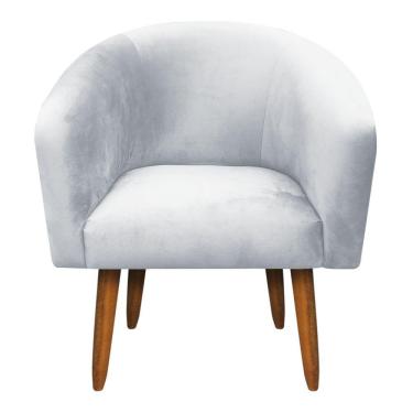 Imagem de Poltrona Stella Suede Cinza Pés Palito Castanho D'rossi