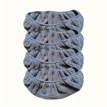 Imagem de Pacote com 4 almofadas de substituição reutilizáveis para esfregão - Panos de limpeza laváveis de alta absorção e duráveis, adequados para esfregões planos, fácil de limpar, uso seco/úmido, azul e