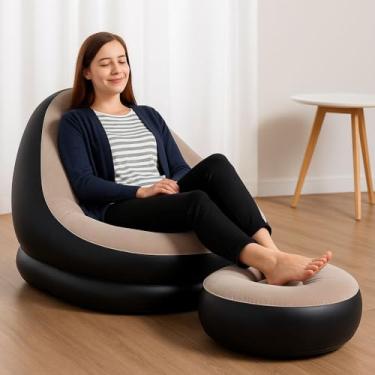 Imagem de Sofá Inflável 2 em 1 Ultra Lounge Puff Portátil Poltrona Confortável para Descanso Casa Jardim