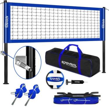 Imagem de Conjunto de redes de voleibol ao ar livre, postes de aço de altura aju