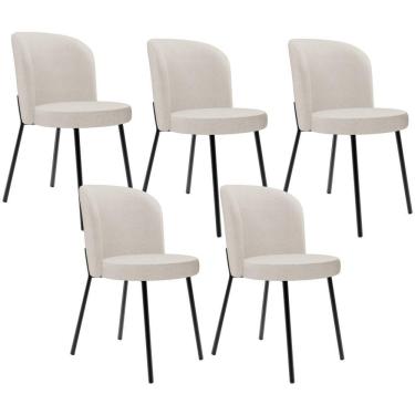 Imagem de Kit 5 Cadeiras Sala De Jantar Estofada Gavi L02 Linho Cru