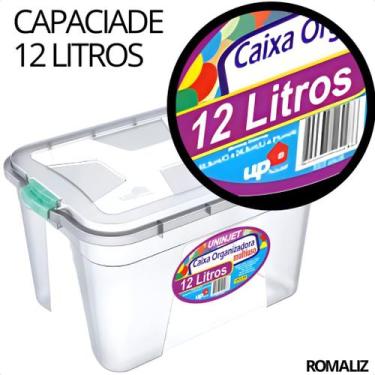 Imagem de Caixa Organizadora Multiuso Plástica 12 Litros Com Tampa e Travas - Un