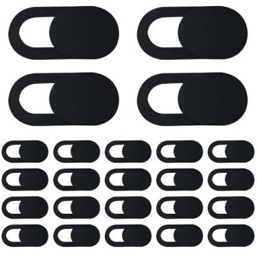 Imagem de Capa para webcam (pacote com 24) capa ultrafina de 0,12 cm para laptop para computador, PC, tablet, notebook, câmera, bloqueador, deslizante - preta