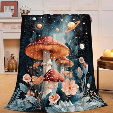 Imagem de Cobertor de cogumelo, macio, aconchegante, felpudo, felpudo, quente, roupa de cama, cobertor de cogumelo, para meninos, meninas, crianças, adultos, homens, mulheres, 101 x 127 cm