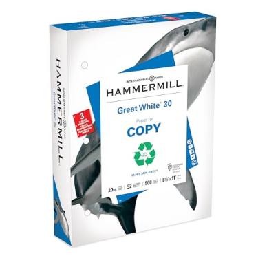 Imagem de Hammermill Papel de impressora, 30% papel reciclado, 3 furos – 1 resma (500 folhas) – 92 brilhantes, feito nos EUA, 086702