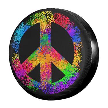 Imagem de Capas de pneu sobressalentes Delerain Hippie Symbols para RV Jeep Trailer SUV Truck e muitos veículos, protetores de sol à prova d'água (15 polegadas para diâmetro 27"-29")
