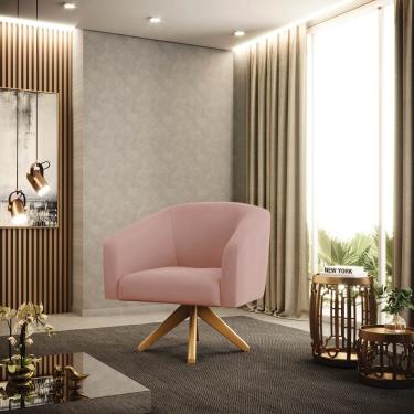 Imagem de Poltrona Decorativa Giratória MA30 Stella Veludo Rosê D03 - D'Rossi