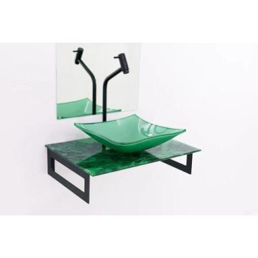 Imagem de Gabinete de vidro 50cm para banheiro chipre mármore verde - EKASA