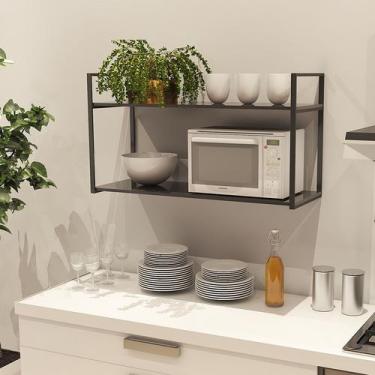 Imagem de Prateleira Industrial Parede ou Suspensa Aço e Madeira 50x40x90cm - Do