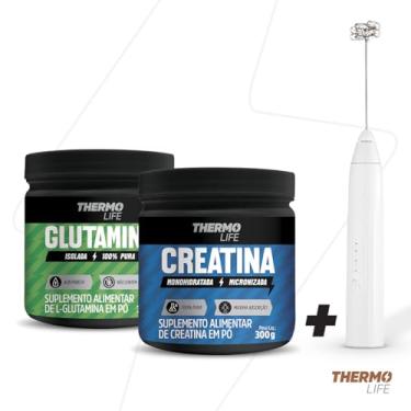 Imagem de Kit Força e Recuperação - Creatina Monohidratada 300g + Glutamina 300g + Mixer