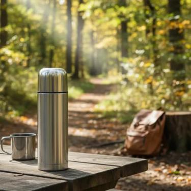 Imagem de Garrafa Térmica 500ml Aço Inoxidável Café e Água Quente ou Gelada com Tampa