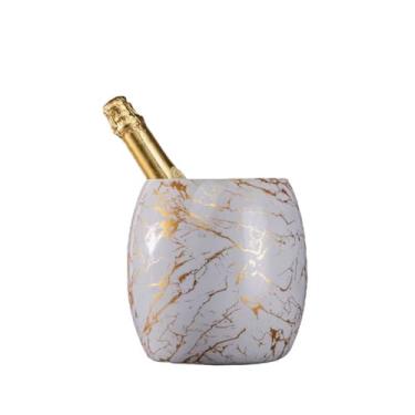 Imagem de Balde de gelo de aço inoxidável bicamada preservação do calor isolamento frio bonito KTV champanhe vinho tinto cerveja gelo bloco de gelo balde comercial (branco)