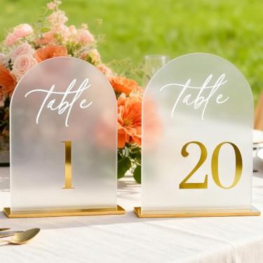 Imagem de Números de mesa de casamento em arco fosco 1-20, pacote com 20, perfeito para peça central, recepção, decoração, festa, aniversário, evento