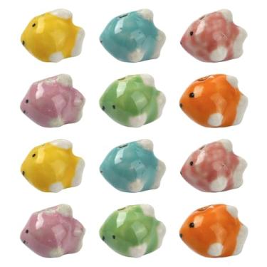 Imagem de UR URLIFEHALL 12 peças 6 cores porcelana cerâmica contas de peixe impressas à mão oceano mar animal contas para colar faça você mesmo, pulseira, joias, artesanato, suprimentos