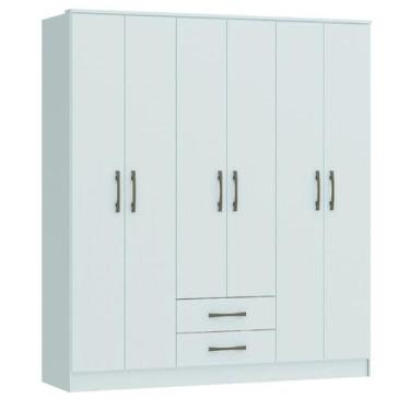 Imagem de Roupeiro Pequim 6 Portas e 2 Gavetas Castro Branco Line - Moveis Castr