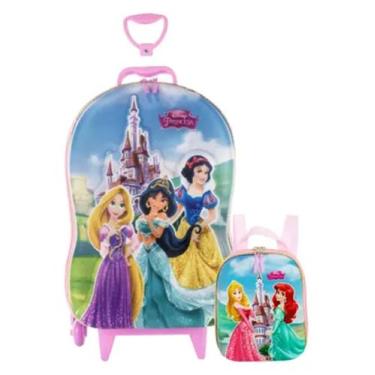 Imagem de Kit mochila escolar diplomata maxtoy 3d princesas com lancheira