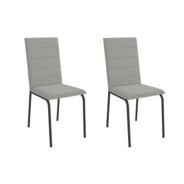 Imagem de Cadeira De Cozinha Amsterdã 2c091 Aço Kit 2 Un Preto-boucle Cinza - Kappesberg