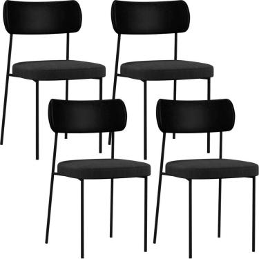 Imagem de Kit 04 Cadeiras Para Sala De Jantar Melina L02 Preto Chumbo