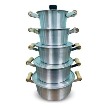 Imagem de Jogo De Panela Caçarola Alumínio Polido Grosso 5peças 14 x 22 - Plug L