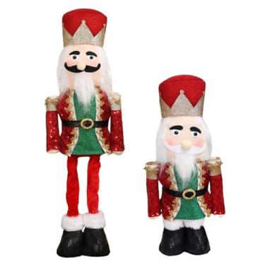 Imagem de Surakey Christmas Nutcracker Table Ornament Retractable Legs Standing Nutcracker Figurine Santa Soldier Desktop Decoration Table Centerpiece for Christmas Winter Celebrations Decors Red