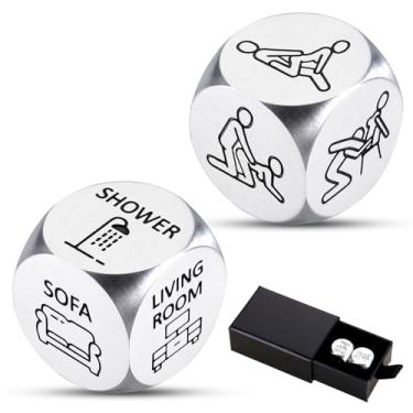 Imagem de 10 Year Anniversary Tin Gifts for Her Him - 2PCS Funny Date Night Dice for Wife Husband Couples, Christmas Stocking Stuffers for Women Men Adult White Elephant Gifts, Wedding Registry Ideas