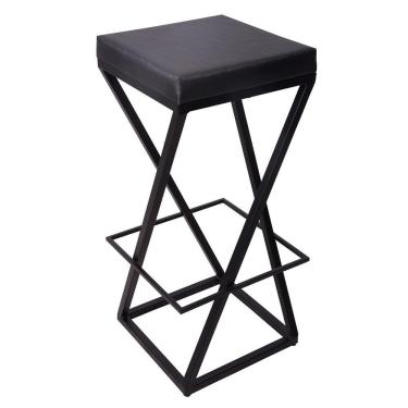 Imagem de Banqueta Zênite - Preto - Assento Estofado Preto - 65cm
