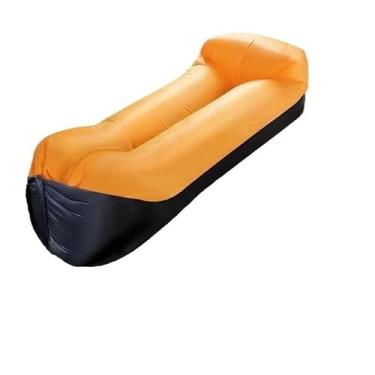 Imagem de Sofá-cama inflável preguiçoso portátil acampamento cochilo Ta praia ao ar livre interior dupla utilização (Laranja)
